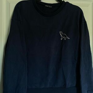 SHEIN Dark Blue Sweatshirt with Dinosaur Outline